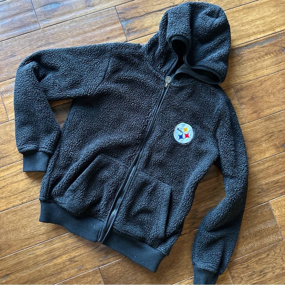 Pittsburgh Steelers Women’s Zip Hooded Jacket M Black Hoodie Fleece NFL Pro Line